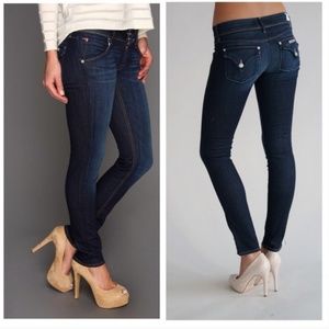 Hudson Collin dark wash skinnies.